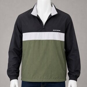 Skechers Windbreaker Pullover Mens Medium Colorblock Y2K Sportcore Quarter Zip
